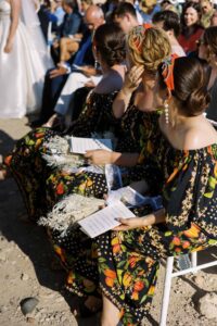 printed bridesmaids dresses greece cyprus wedding