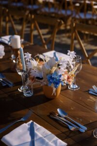terracotta and blue table settings