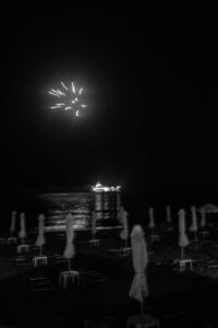Beach Fireworks at wedding party in Paphos